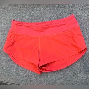 Lululemon Speed Up Shorts Size 4, Red/orange.
